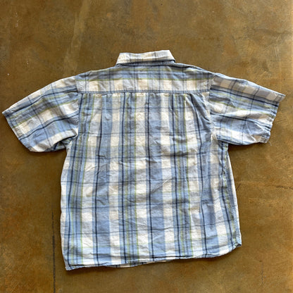 Dickies Plaid Light Blue Button Up Shirt Garage Work Preppy 00's - XL