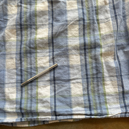 Dickies Plaid Light Blue Button Up Shirt Garage Work Preppy 00's - XL