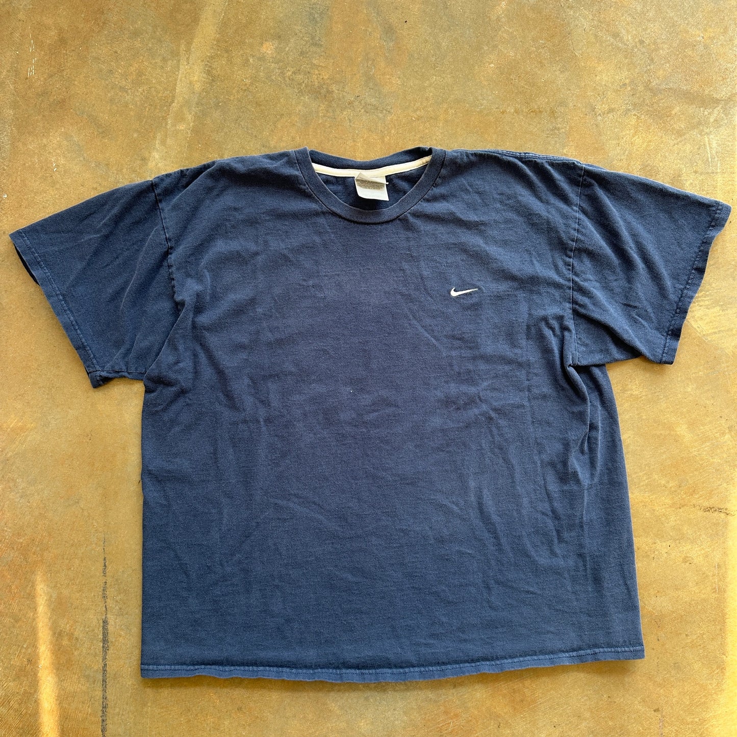 Nike Faded Navy Blue Blank Boxy Oversized Tee Shirt 00's - XL