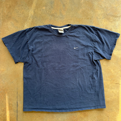 Nike Faded Navy Blue Blank Boxy Oversized Tee Shirt 00's - XL