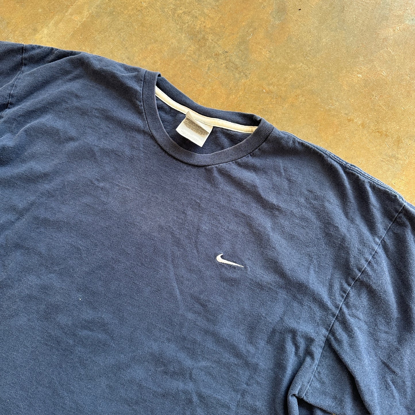 Nike Faded Navy Blue Blank Boxy Oversized Tee Shirt 00's - XL