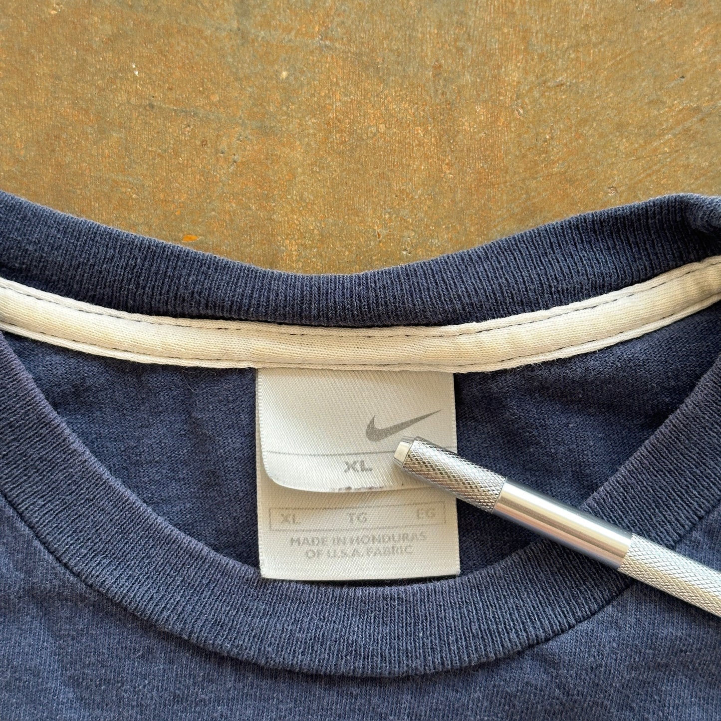 Nike Faded Navy Blue Blank Boxy Oversized Tee Shirt 00's - XL