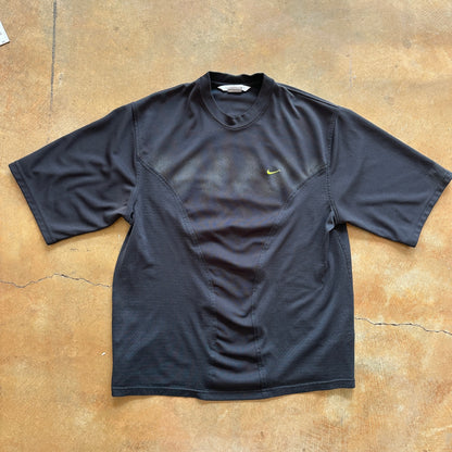 Nike Activewear Black Soccer Shirt y2k Silver Tag 00's - L