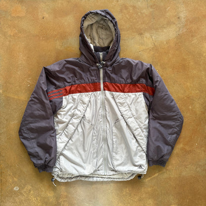 Adidas Striped Hooded Full Zip Jacket Heavyweight 90's - S