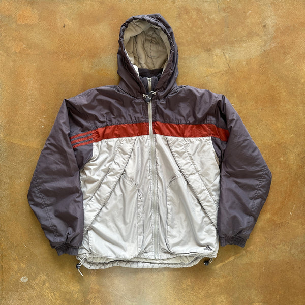 Adidas Striped Hooded Full Zip Jacket Heavyweight 90's - S