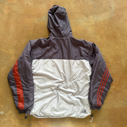 Adidas Striped Hooded Full Zip Jacket Heavyweight 90's - S