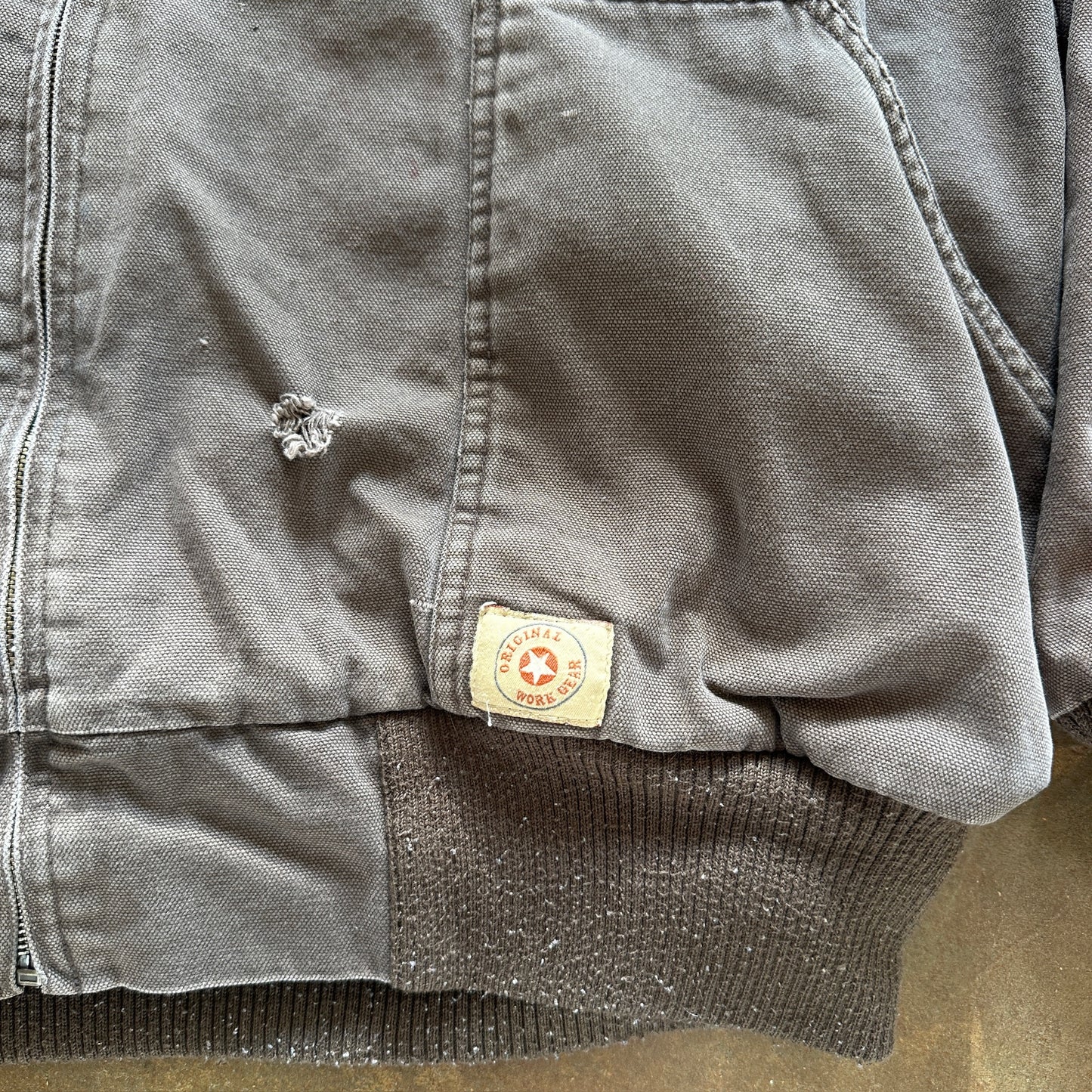 Original Work Gear Heavyweight Hooded Zip Chore Jacket Distressed 90's - 2XL