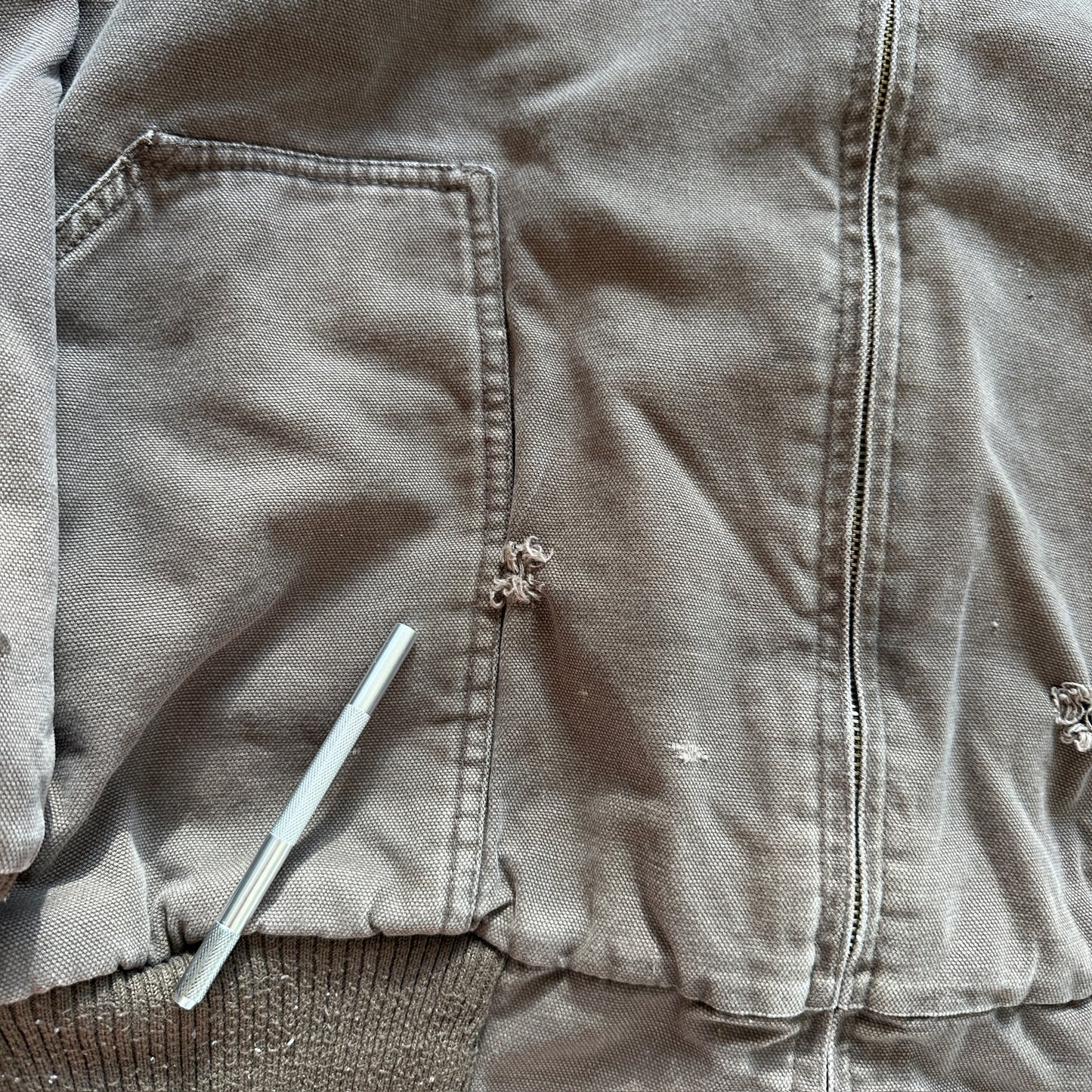 Original Work Gear Heavyweight Hooded Zip Chore Jacket Distressed 90's - 2XL