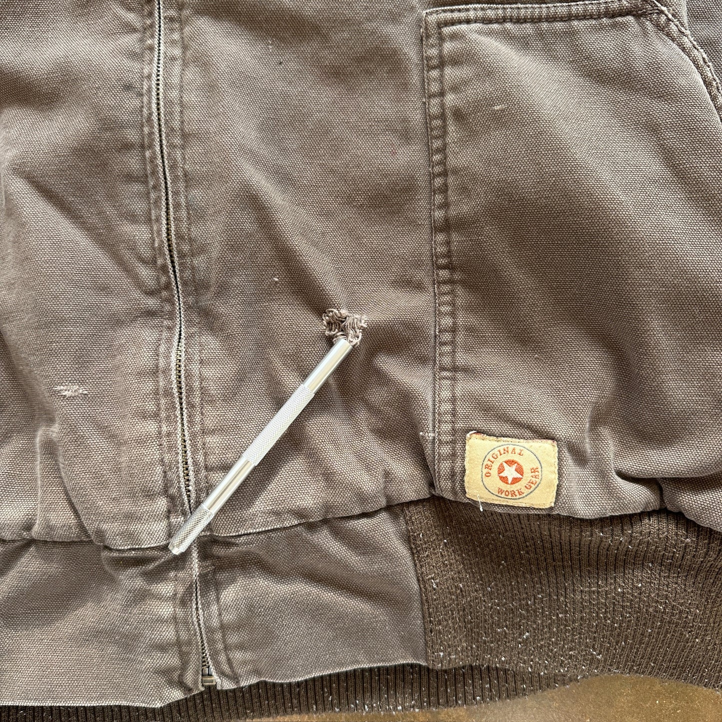 Original Work Gear Heavyweight Hooded Zip Chore Jacket Distressed 90's - 2XL