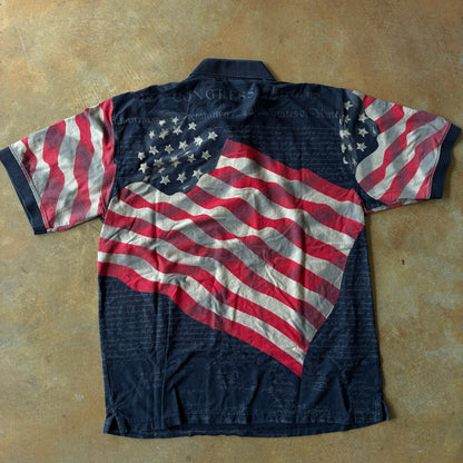 Cotton Traders Sport U.S Flag AOP Constitution Polo Shirt 00's - XL