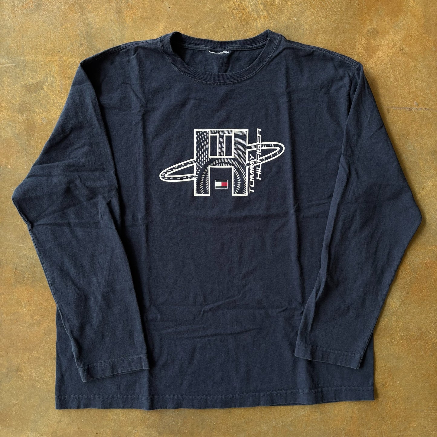 Tommy Hilfiger Halo Ring Logo Graphic Long Sleeve Tee Shirt 00's - XL