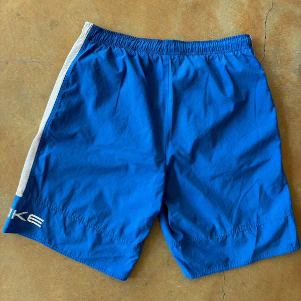 Nike Spellout Mesh Lined Blue Baggy Gym Shorts 10' 00's - L hover