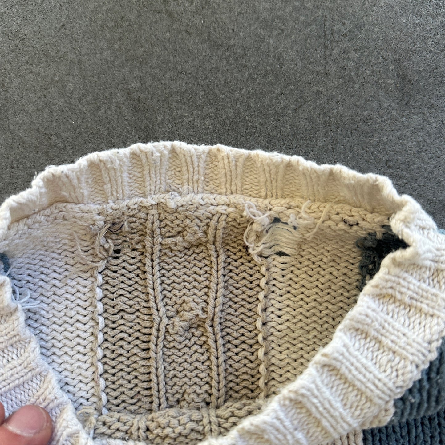 Striped Cable Knit Sweater Distressed 90's - Womens S