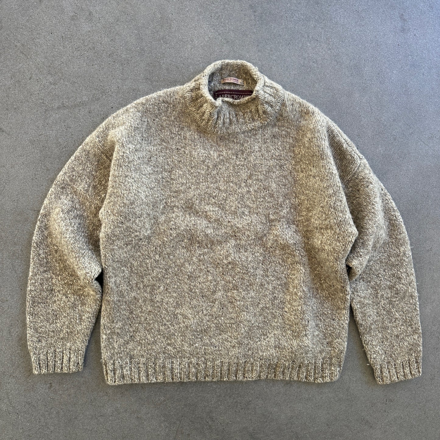 Abercrombie Fitch Shetland Wool Chunky Loose Sweater Speckled Grey 90's - L