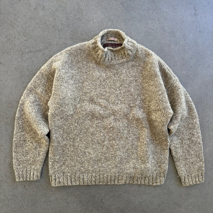 Abercrombie Fitch Shetland Wool Chunky Loose Sweater Speckled Grey 90's - L