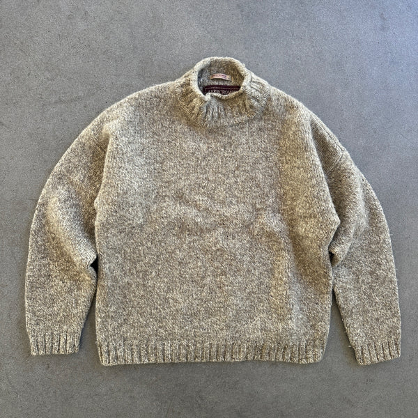 Abercrombie Fitch Shetland Wool Chunky Loose Sweater Speckled Grey 90's - L