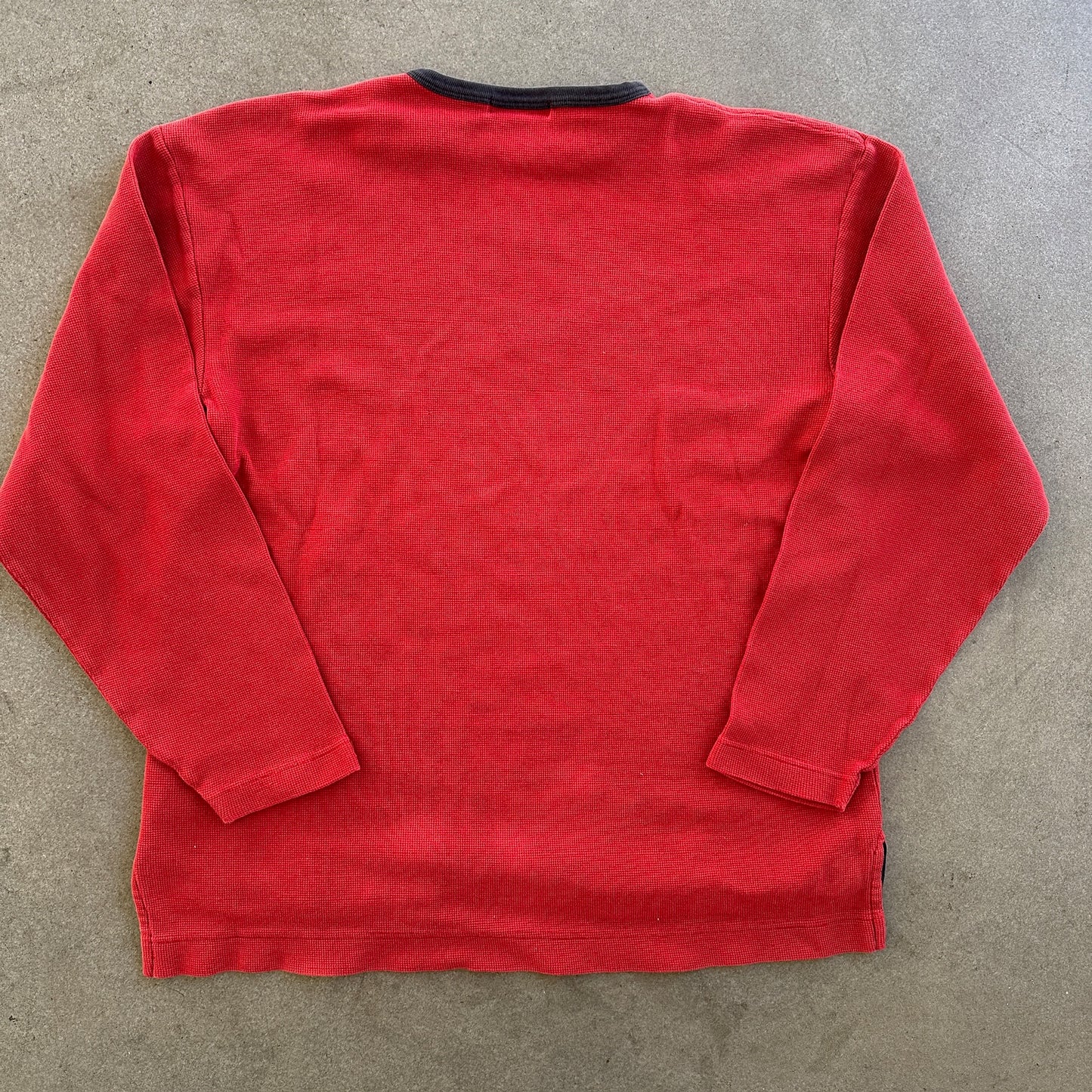 Nautica Rowing Long Sleeve Red Thermal Waffle Knit Shirt 90's - M