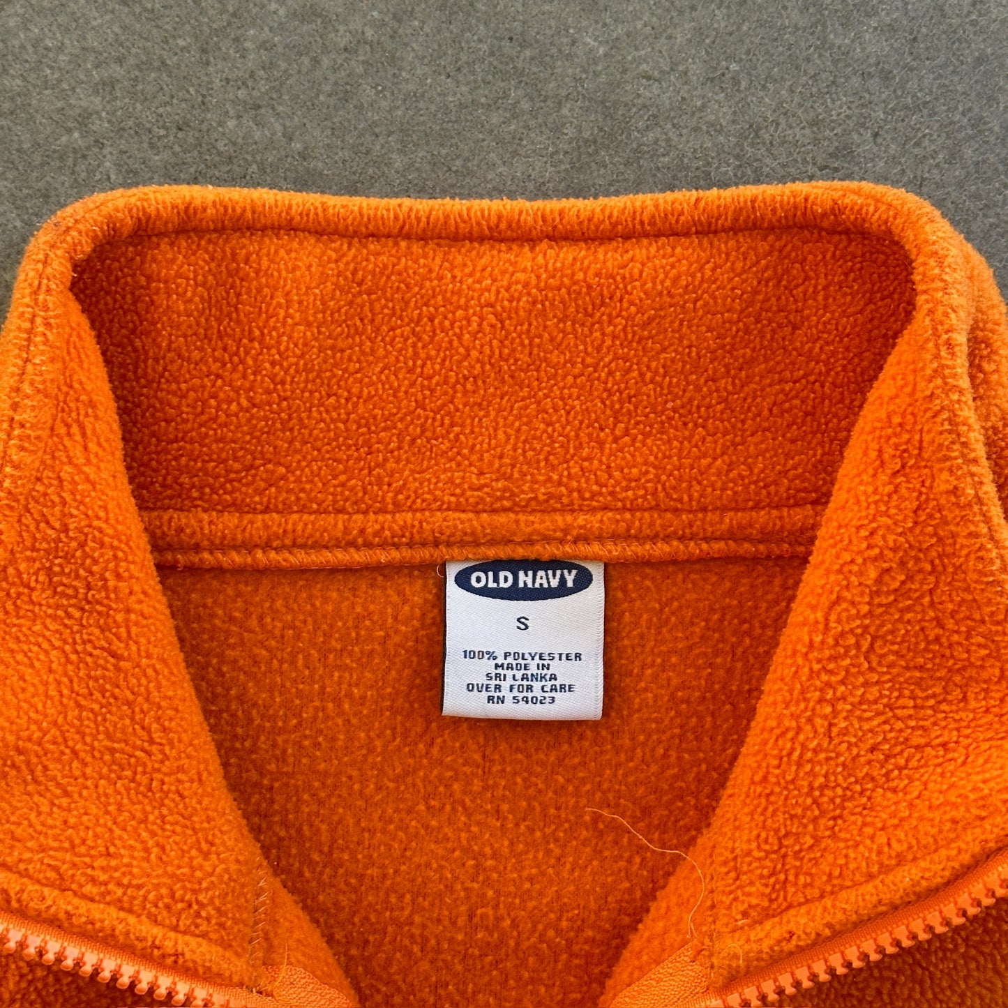 Old Navy Embroidered 1/4 Zip Jacket Spellout Orange Fleece 00's - S