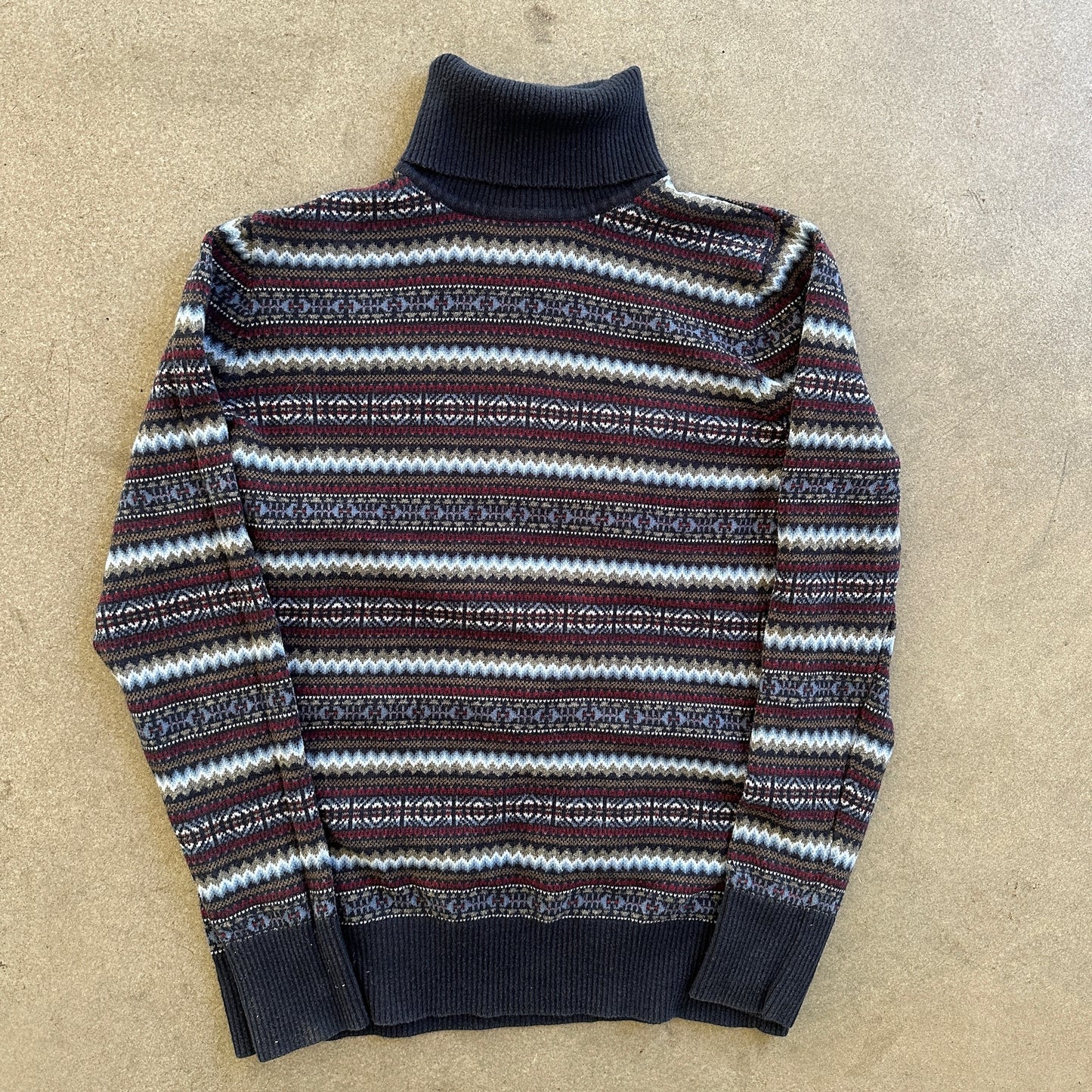 LL Bean Womens Turtleneck Fair Isle Aztec Sweater Cotton Cashmere - Womens M