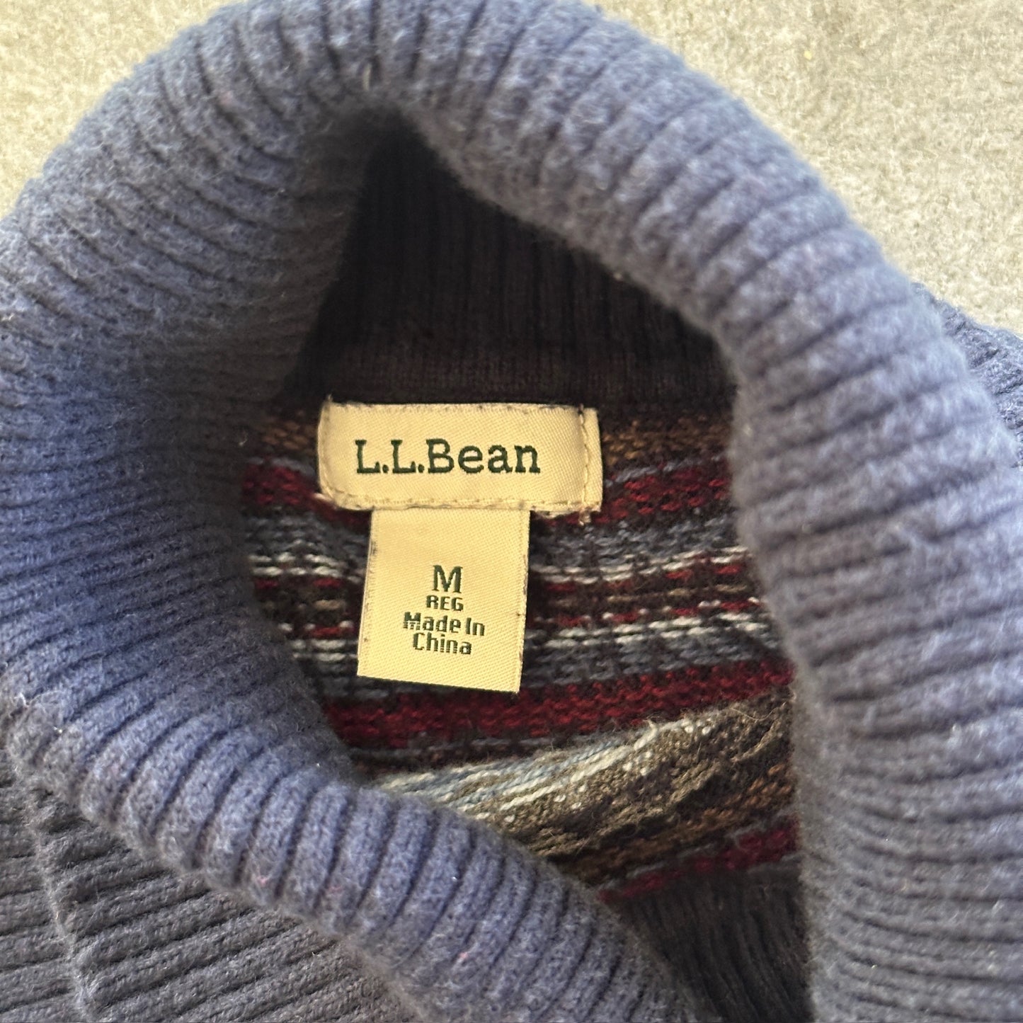 LL Bean Womens Turtleneck Fair Isle Aztec Sweater Cotton Cashmere - Womens M