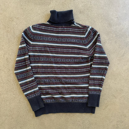 LL Bean Womens Turtleneck Fair Isle Aztec Sweater Cotton Cashmere - Womens M