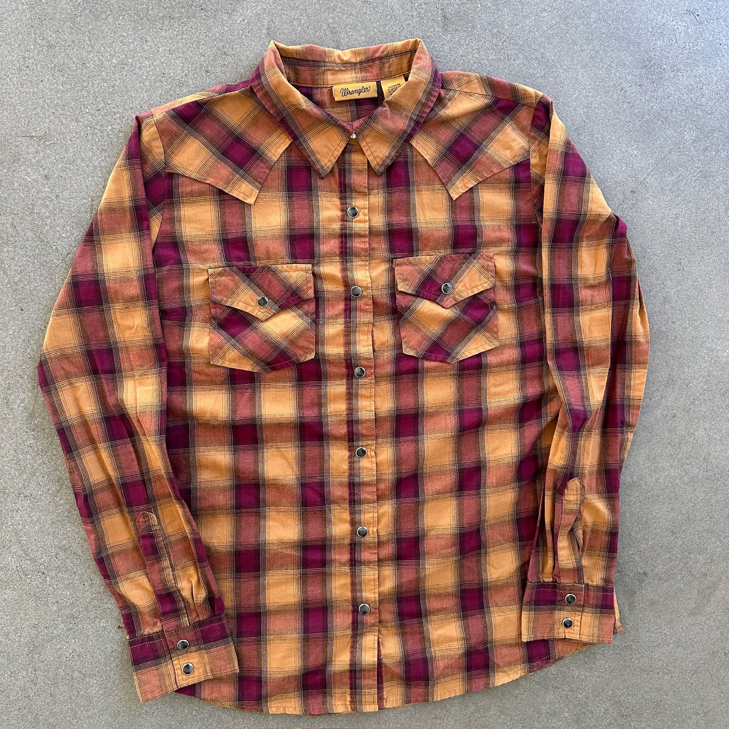 Wrangler Plaid Pearl Snap Western Button Up Shirt 00's - S