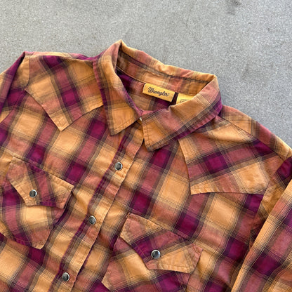 Wrangler Plaid Pearl Snap Western Button Up Shirt 00's - S