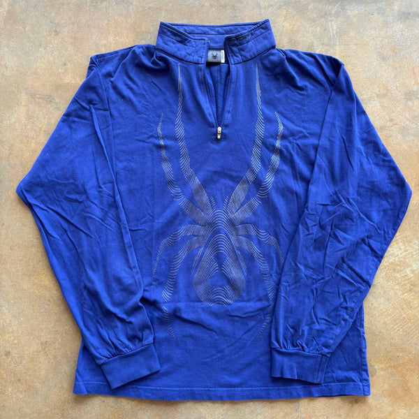 Spyder Web Graphic Logo Printed Ski 1/4 Zip Jacket 90's - L