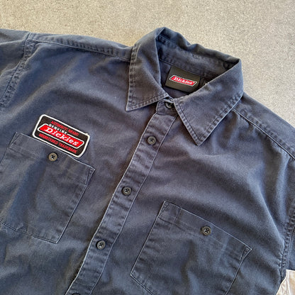 Dickies Patch Mechanic Garage Button Up Work Shirt Shop 00's - L
