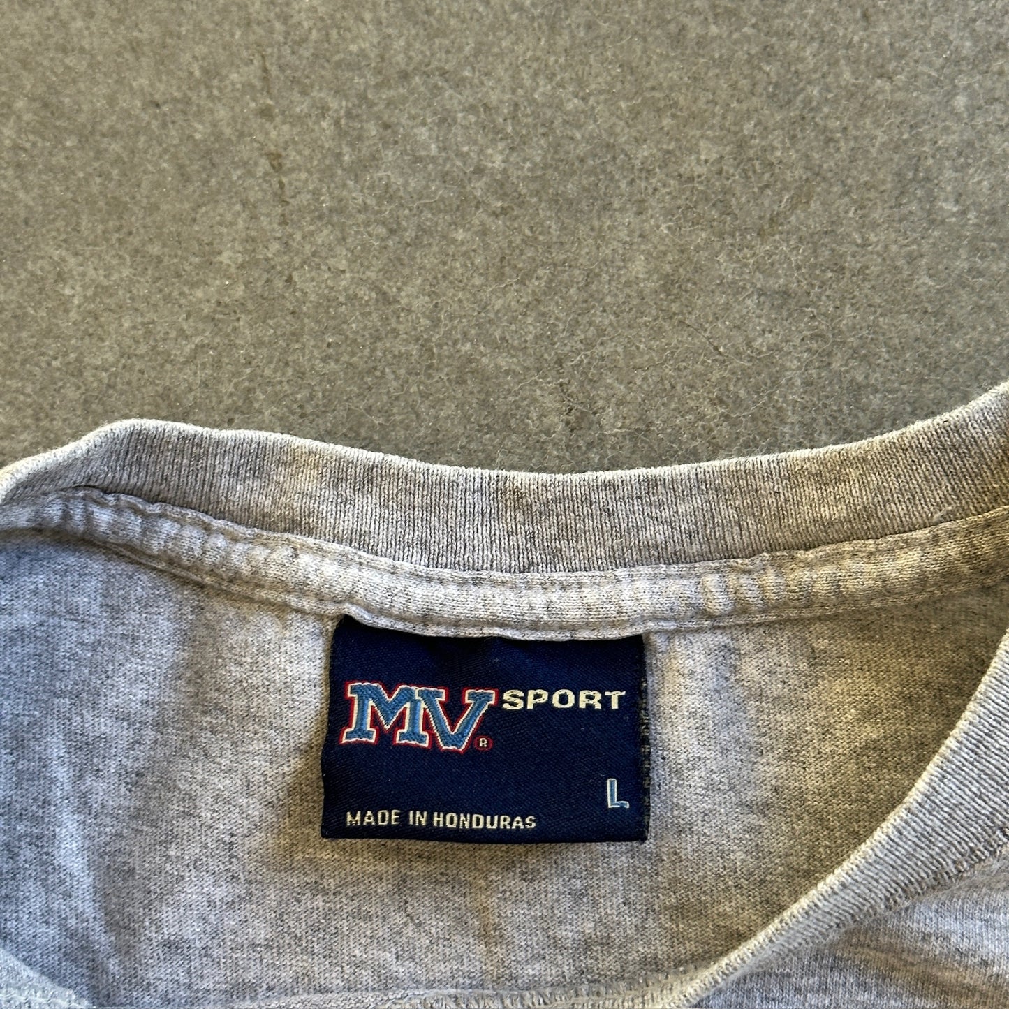 Navy Spellout Crest Short Sleeve Shirt MV Sport 00's - L