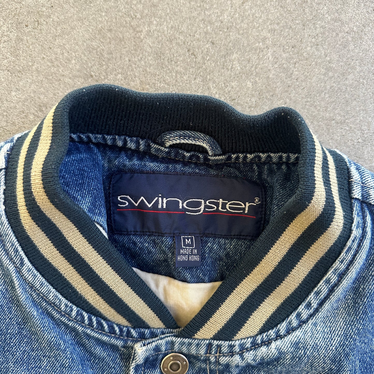 Olympics USA Denim Jean Jacket Swingster Visa Sponsor Embroidered 90's - M