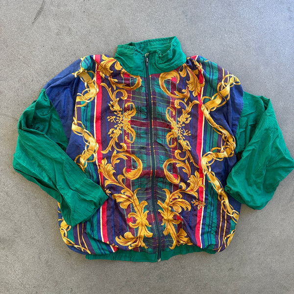 Colorful Abstract Full Zip Jacket Cotton Lined 90's - Womens M
