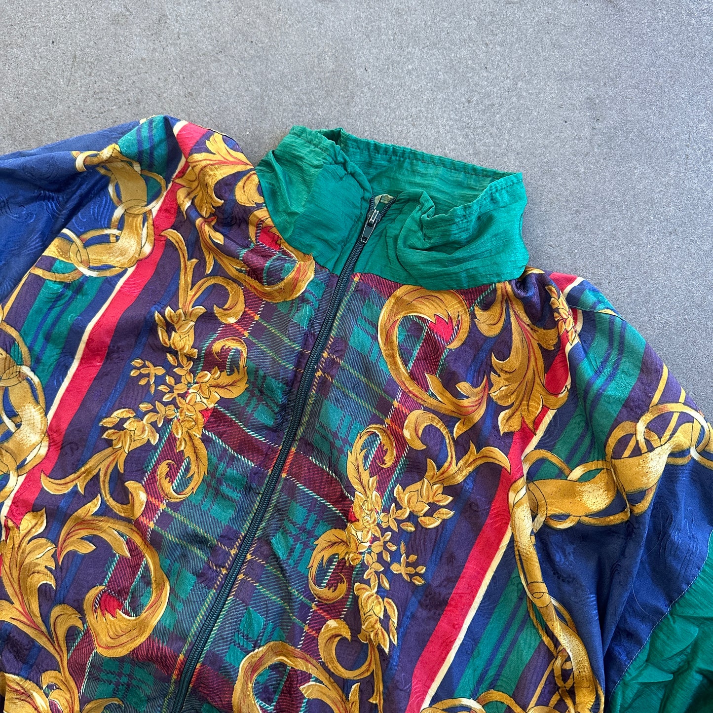 Colorful Abstract Full Zip Jacket Cotton Lined 90's - Womens M