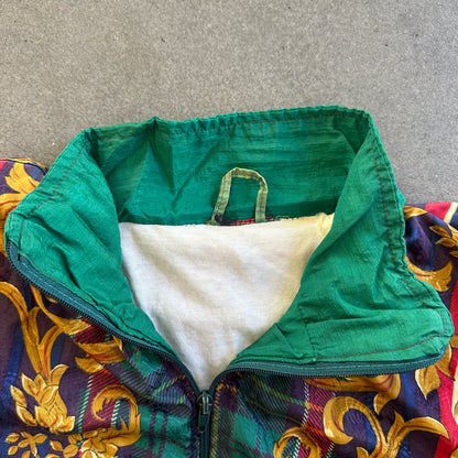 Colorful Abstract Full Zip Jacket Cotton Lined 90's - Womens M