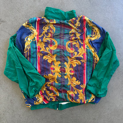 Colorful Abstract Full Zip Jacket Cotton Lined 90's - Womens M