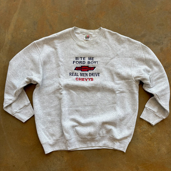Bite Me Ford Boy Chevy Embroidered Graphic Sweatshirt Crewneck 90's - 2XL
