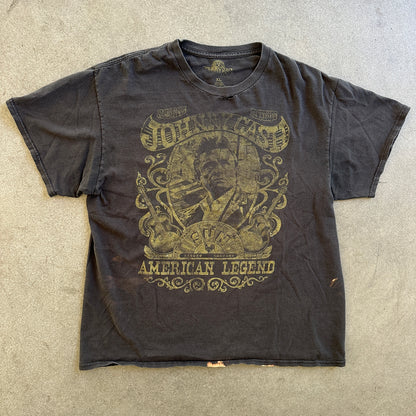 Johnny Cash American Legend Graphic Faded T Shirt Music Band 00's - XL