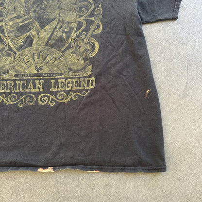 Johnny Cash American Legend Graphic Faded T Shirt Music Band 00's - XL