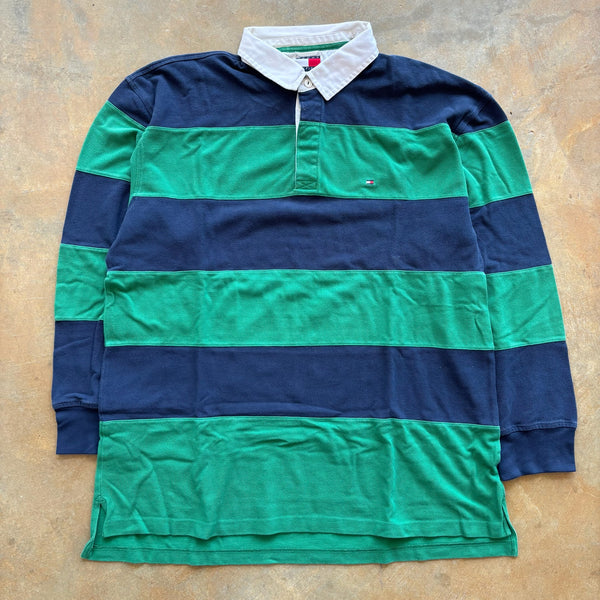 Tommy Hilfiger Striped Long Sleeve Rugby Shirt 00's - 2XL