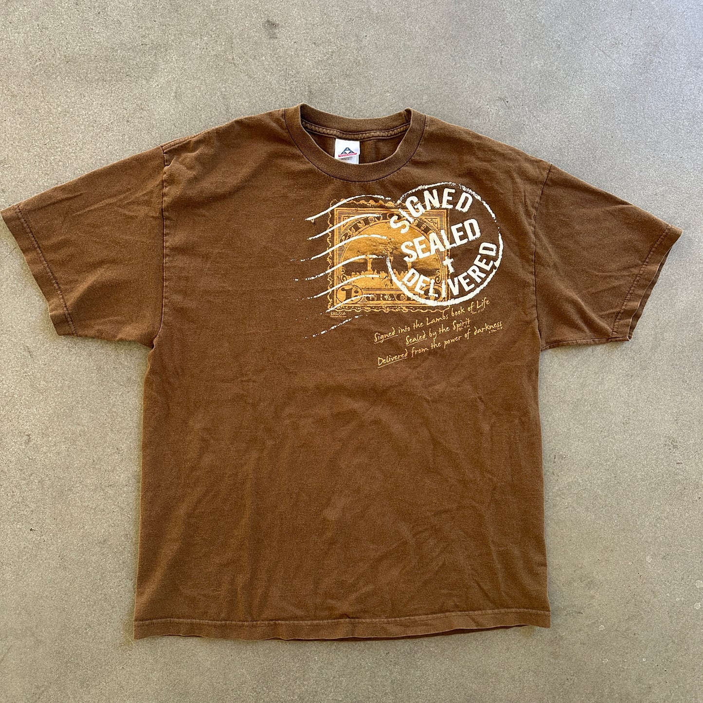 Christian Jesus Tee Signed Sealed Delivered Graphic Shirt 00's - XL