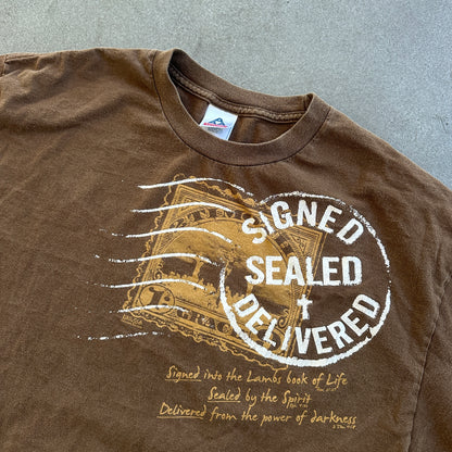 Christian Jesus Tee Signed Sealed Delivered Graphic Shirt 00's - XL