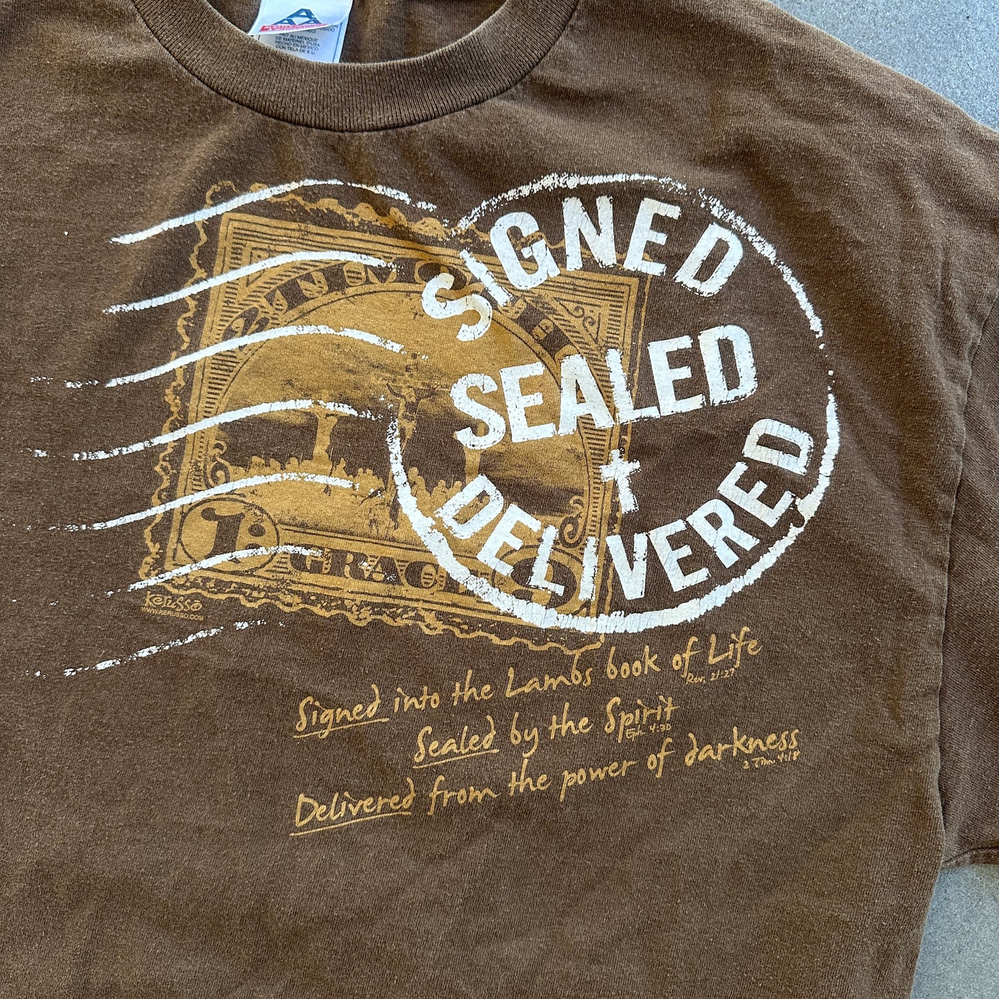 Christian Jesus Tee Signed Sealed Delivered Graphic Shirt 00's - XL