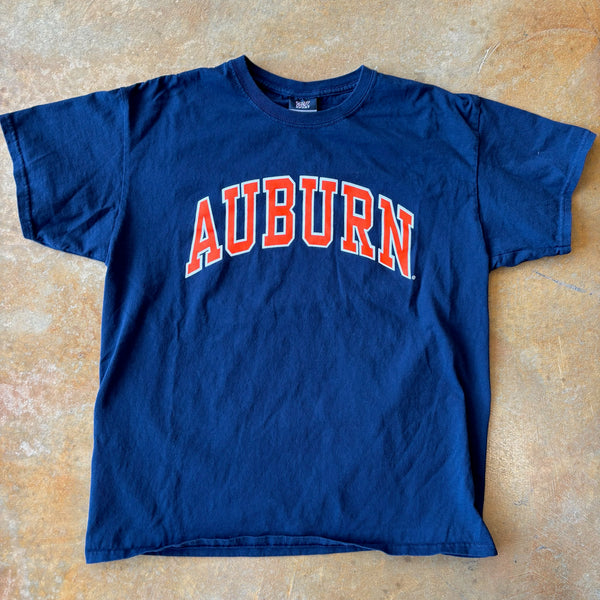 Auburn University Spellout T Shirt Navy 00's - M