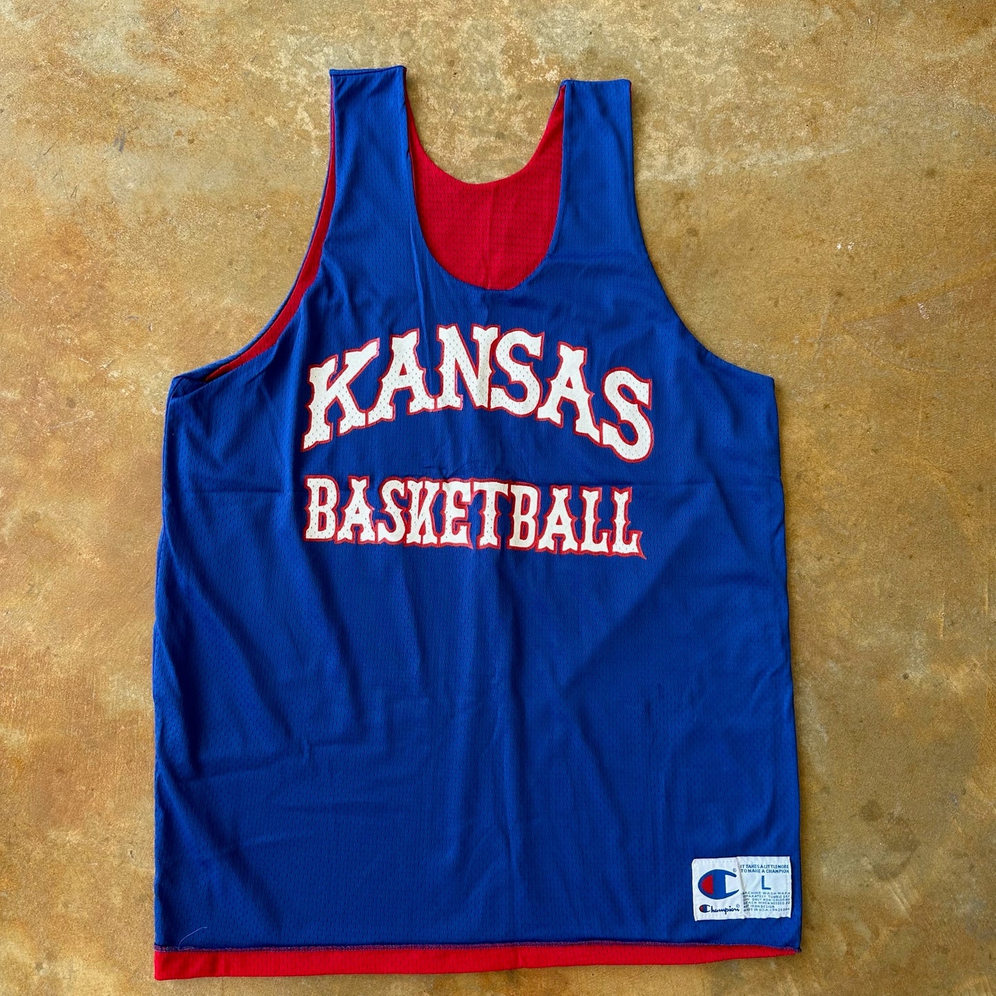 Kansas University Champion Reversible Practice Basketball Jersey 90's - L
