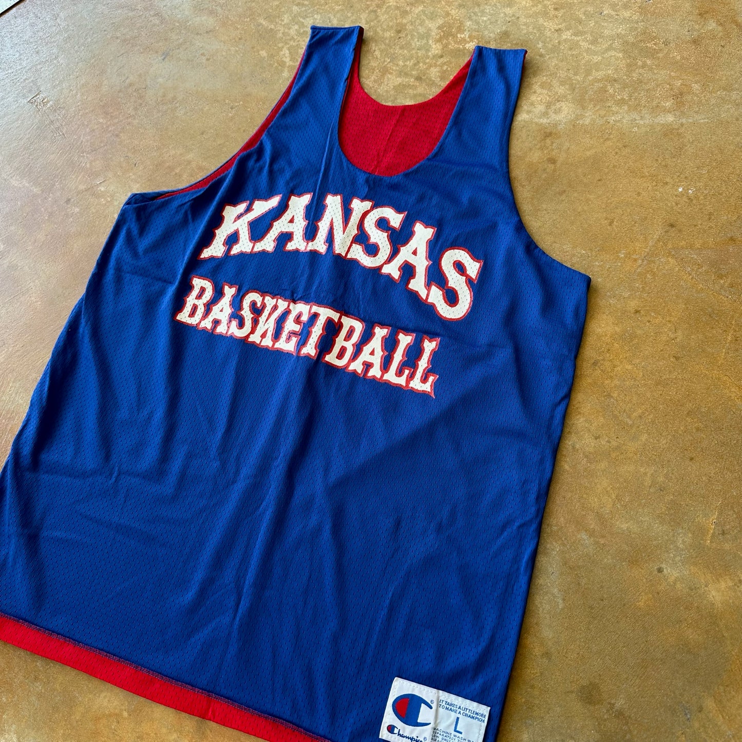 Kansas University Champion Reversible Practice Basketball Jersey 90's - L
