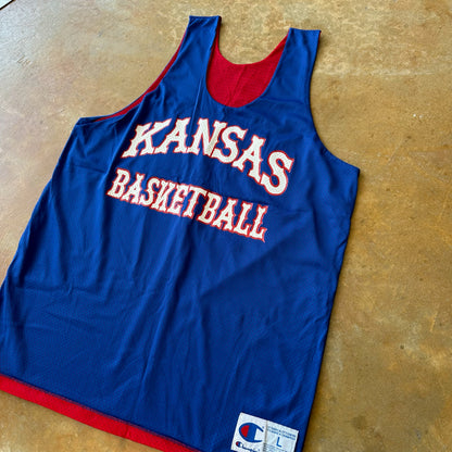 Kansas University Champion Reversible Practice Basketball Jersey 90's - L