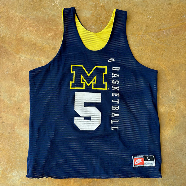 RARE Nike Michigan Basketball Fab Five Reversible Jersey 90's - L