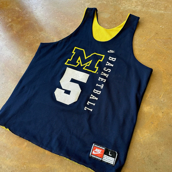 RARE Nike Michigan Basketball Fab Five Reversible Jersey 90's - L hover