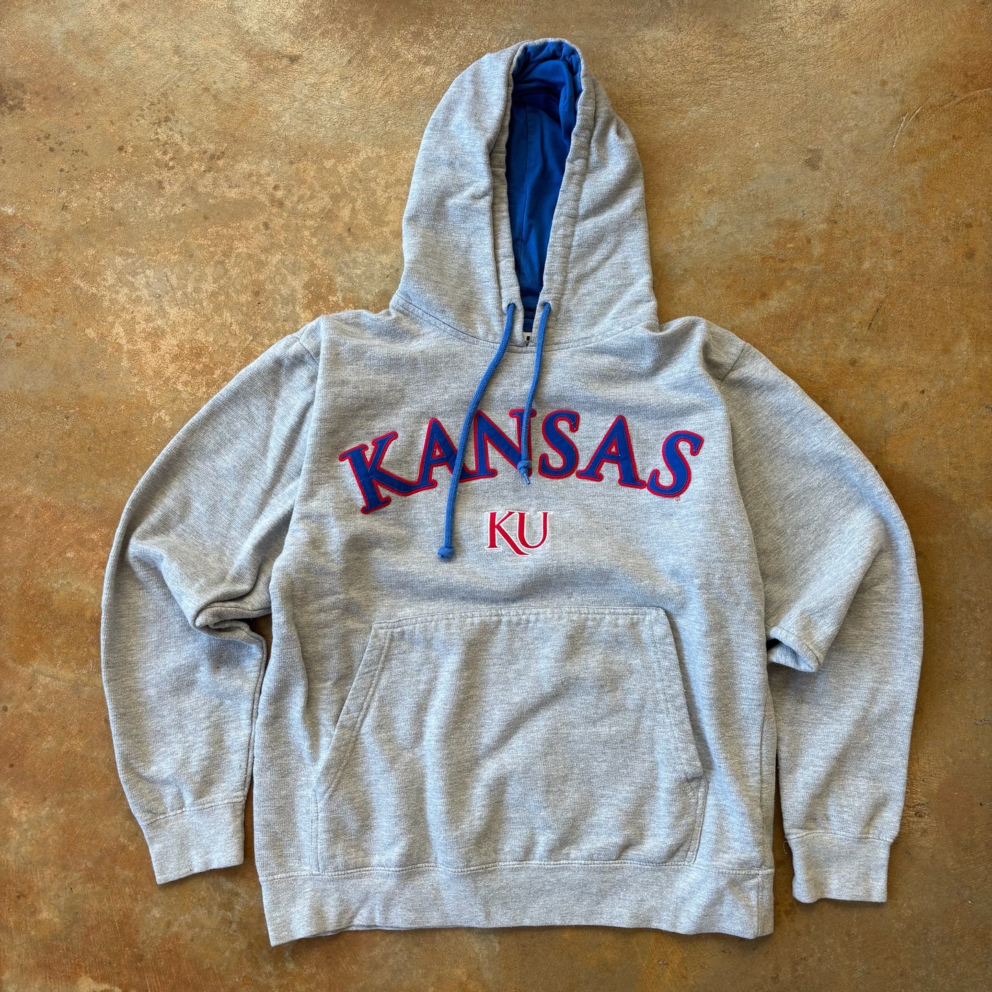 Kansas University Embroidered Hoodie Gray 90's - M