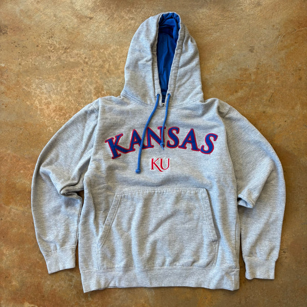 Kansas University Embroidered Hoodie Gray 90's - M